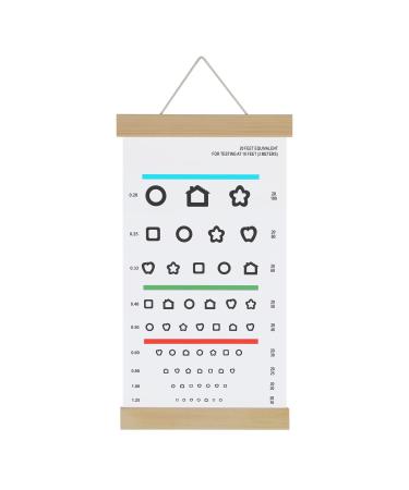 Pediatric Eye Chart for Kindergarten Child Kids Visual Acuity Test Wall Chart with Wooden Frame and Canvas for Eye Exams 10 Feet 15 x 8 Inches (10 Feet Distance)