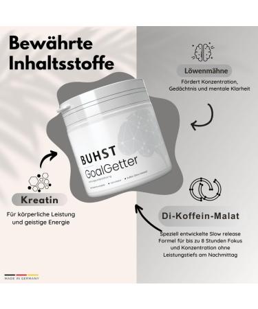 Buy Buschst Focus Booster NOOTROPIC | Energy Booster with Creatine Lion's Mane & Caffeine | Enhance Brain Power & Concentration | Fight Brain Fog - Ideal for Work & Gym - Buy Online on GoSupps.com