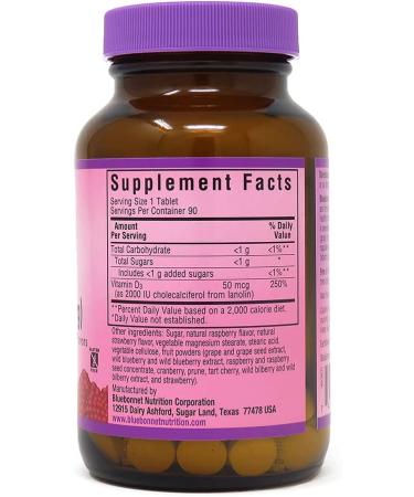 Bluebonnet Nutrition EarthSweet Chewables Vitamin D3 2000 IU - Natural Raspberry Flavor, 90 Tablets - Buy Online on GoSupps.com