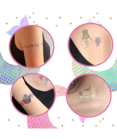 Ooopsi Mermaid Party Supplies Temporary Tattoos - 7 Large Sheets, 100+ Glitter Styles | Mermaid Party Favors for Kids Girls - Buy Online on GoSupps.com