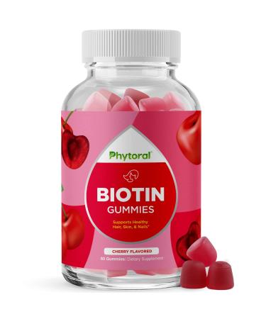 Phytoral Biotin Gummies for Hair and Nail Growth - Biotin Gummies for Hair Care Youthful Skin Care and Nail Care - Biotin 5000mcg Hair Skin and Nails Gummies Vitamins for Adults Beauty and Skin Care