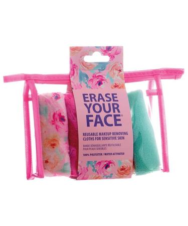 Erase Your Face Spring Floral 4 Piece Makeup Reusable Removing Cloths For Sensitive Skin