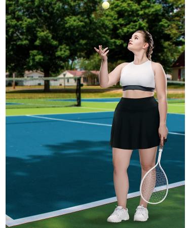 HDE Women's Plus Size Tennis Skort Pleated Athletic Golf Skirt with Shorts - 3X Black - Buy Online on GoSupps.com