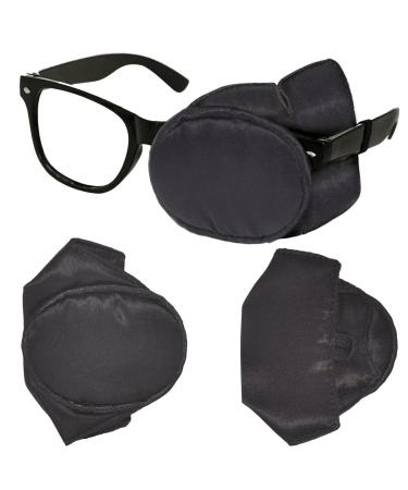 GELMAY Eye Patches for Glasses Pure Silk 3D Eye Mask for Adult Kid Full Cover Pack Lazy Eye Medical Strabismus After Surgery Pirate Single Eye Patch One Eye Cover Pads (S Black)