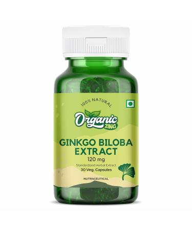 ORGANIC ZING Ginkgo Biloba Extract 120mg Big Bottle 30 Capsules