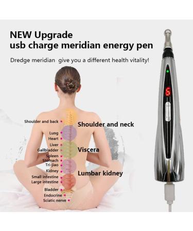 Buy Electric Acupuncture Pen - USB Rechargeable Meridian Energy Pen with 2 Massage Heads & 9 Levels for Pain Relief - Buy Online on GoSupps.com