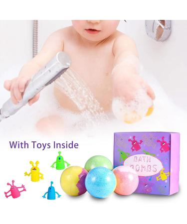JIANGYUE Bath Bombs for Kids - Set of 4 Natural Fizzies with Toys Inside | Organic Bubble Bath Bombs for Boys and Girls | Birthday Gifts - Buy Online on GoSupps.com