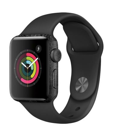 MightySkins Skin Compatible with Apple Watch Series 2 38mm - Black Leather | Protective, Durable, and Unique Vinyl Decal wrap Cover | Easy to Apply, Remove, and Change Styles | Made in The USA