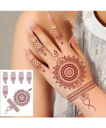 Xmasir 12 Sheets Brown Henna Tattoo Kit - Waterproof Stickers for Women | Wedding Party Henna Stickers in Brown - Buy Online on GoSupps.com