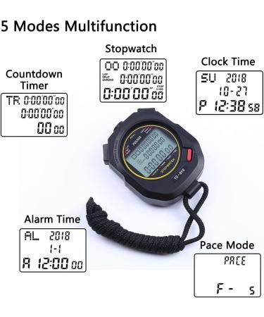 Pulivia 10-Lap Digital Stopwatch | Sports Timer with Recall Countdown Alarm & Calendar for Coaches & Athletes - Large Display for Swimming & Training - Black - Buy Online on GoSupps.com