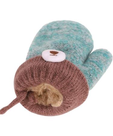 Kids Toddlers Knitted Fleece-Lined Mittens with String - Green | Winter Warm Cartoon Gloves for Ages 0-3 - Buy Online on GoSupps.com