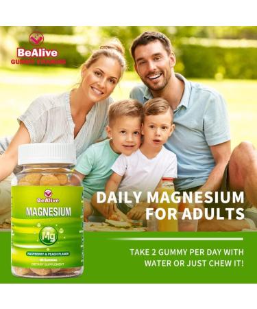 BEALIVE Magnesium Citrate Gummies for Adults - Relaxation & Daily Wellness Supplements - Raspberry & Peach Flavored Chewables - 60 Count - Buy Online on GoSupps.com