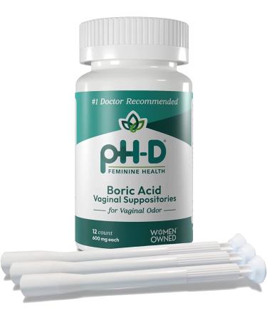 pH-D Feminine Health - Boric Acid Starter Bundle - pH-D Boric Acid Vaginal Suppositories 12 Count and 3 Vaginal Suppository Applicators