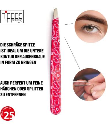 Nippes KOSMOS cosmetic tweezers in pink bevelled tip stainless steel colourful lacquered 9 cm long fine tweezers tear off eyebrow tweezers - Buy Online on GoSupps.com