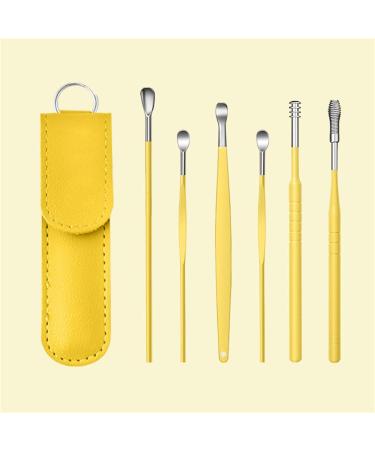 HEIMEABI Spring Earwax Cleaner Tool Set | 6Pcs 360 Spiral Design | Ear Wax Removal Kit with Storage Bag | Self Care Gifts - Yellow One Size - Buy Online on GoSupps.com
