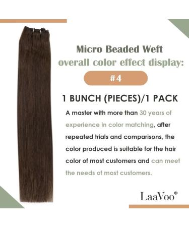 Laavoo Micro Weft Extensions | Real Remy Human Hair Brown | 12-Inch Invisible Micro Bead Extensions #4 | 50g EZ Weft - Buy Online on GoSupps.com