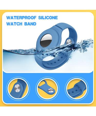 VEGO Kids AirTag Bracelet 2+4Pack - Silicone Watch Bands + Anti-Scratch Films - Metal Studs Wristband for AirTag - Yellow & Blue - Buy Online on GoSupps.com