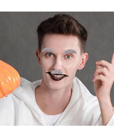 Gray Mustache and Eyebrow Set Artificial Mustache for Old Men Photo Props Artificial fiber eyebrows and beard to stay on perfect for the Motto Party Carnival Theater or costume - Buy Online on GoSupps.com
