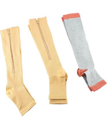 Herchr Compression Socks with Zipper - 3 Pairs Breathable Nylon Calf Stockings Open Toe Sports Compression for Men & Women XXL | Shop Internationally - Buy Online on GoSupps.com
