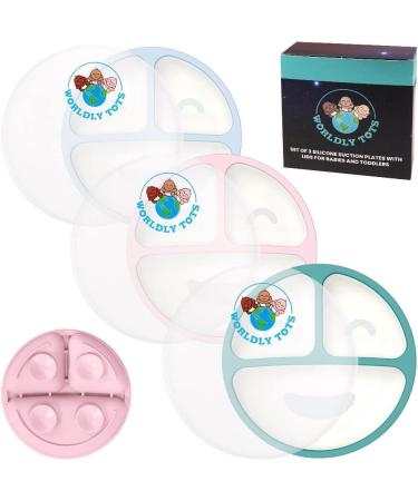 Worldly Tots Suction Plates for Babies & Toddlers - Set of 3 | BPA Free, Microwave & Dishwasher Safe - Buy Online on GoSupps.com