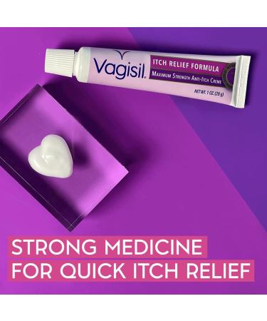 Vagisil Maximum Strength Feminine Anti-Itch Cream with Benzocaine - Relieve Yeast Infection - Fast-Acting - 1 oz - Buy Online on GoSupps.com