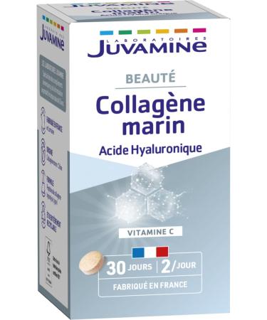 JUVAMINE - Marine Collagen and Hyaluronic Acid - Vitamin C - Beauty - Skin & Joints - 30 Day Program - 60 Tablets - Made in France