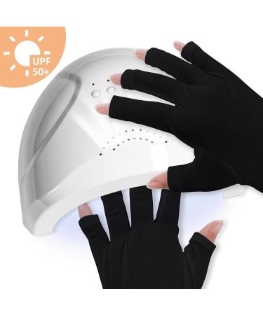 simarro Anti-UV Gloves for Gel Nail Lamp Professional UPF50+ UV Protection Gloves for Manicures UV Sun Protection Fingerless Gloves Protect Hands from UV for Light(Black Fingerless) - Buy Online on GoSupps.com