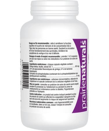 Prairie Naturals Ginkgo Biloba Extract 60mg with Phosphatidylserine VCaps - 360 Count 360 count (Pack of 1) - Buy Online on GoSupps.com