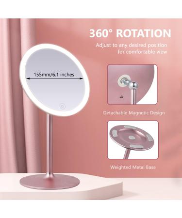 Kostlich Lighted Makeup Mirror with 3 Light Settings - Rechargeable Vanity Mirror, 10x Magnification, Touch Sensor, Rose Gold Finish - Buy Online on GoSupps.com