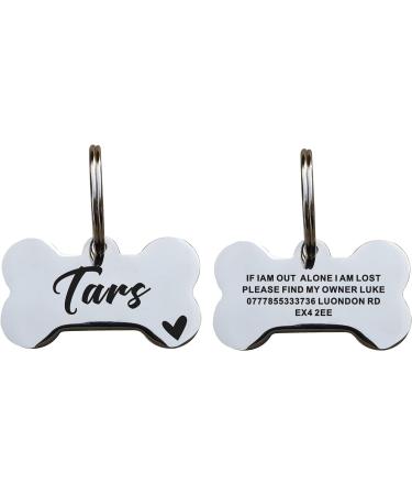 Personalised Dog Tags for Pets Engraved UK Dog Tag ID Tags for Dog Double-Sided Engraved Stainless Steel Dog Tag ID Name Tag for Cat Puppy Pet Collar Dog Name Tags(Silver Bone S) Silver Bone S - Buy Online on GoSupps.com