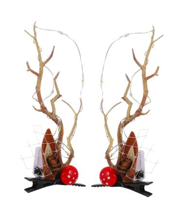 minkissy 2 Pairs Luminous Antler Hair Clip Reindeer Ears Clips Christmas Hair Antlers Clips Xmas Deer Antler Hair Barrettes Reindeer Antlers Xmas Hairpins Summer Non-woven Fabric Ear Clip