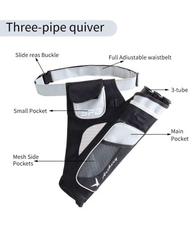 SOPOGER Archery Hip Quiver - 3 Tube Grey Bow Belt Quiver for Youth, Teens, and Adults - Buy Online on GoSupps.com