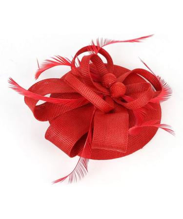 FRCOLOR Feather Fascinator Hat Tea Party Headband for Girls Flower Cocktail Derby Hair Clips for Women Wedding Headwear (Red) - Buy Online on GoSupps.com