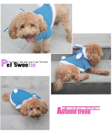 NACOCO Dog Bunny Costume Hoodie - Small Blue | Christmas Halloween Easter Rabbit Outfit for Small Dogs Cats - Buy Online on GoSupps.com