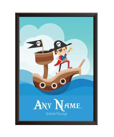 Framed Occasions PERSONALISED PIRATE SHIP Print - Boys bedroom/nursery decor for birthday Christening naming day wall art. Poster picture keepsake for Son God Son Brother. poster/picture