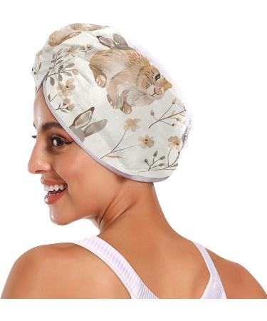 Super Absorbent Flowers Rabbits Hair Towel 2 Pack | Quick Dry Hair Turbans for Women & Girls - Buy Online on GoSupps.com