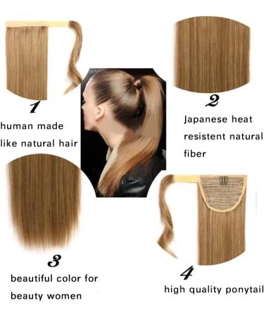 iLUU #24 Medium Blonde with #60 Platinum Blonde Highlights Heat Resistent Synthetic Wrap Ponytail Long Curly Wavy Clip in Pony Tail Hair Extension Hairpiece for Women Kids Girls Ladies 18"/100g 24/60-dark blonde/platinum blonde - Buy Online on GoSupps.com
