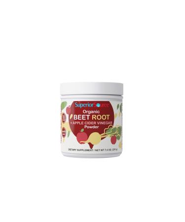 Superior Source Organic Beet Root + Organic Apple Cider Vinegar Powder 30 (7 g) Servings Nitric Oxide Booster Energy May Support Heart Health Immunity & Detox Non-GMO