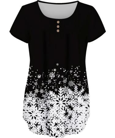 Womens Tunic Tops 2023 | Trendy Short Sleeve Button Down Shirt | Black-3 Medium - Buy Online on GoSupps.com