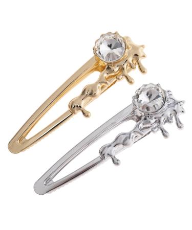 FRCOLOR Small Hair Barrettes Wedding Crystal Barrettes alligator s for hair womens metal for women snap hair pin alloy wedding Miss side Crystal Decorative Hair Clips