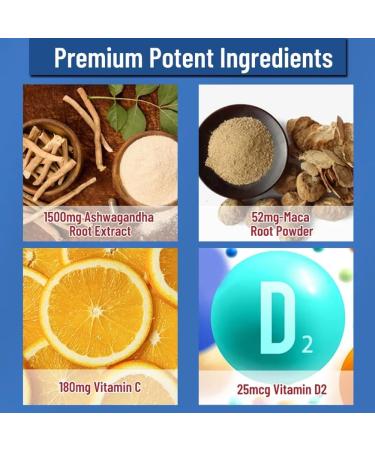 AIHIYO Ashwagandha Gummies for Women and Men with MACA Root Vitamin D2 and Vitamin C Vegan Plant Based Non-GMO Blueberry Flavors 60 Count - Buy Online on GoSupps.com