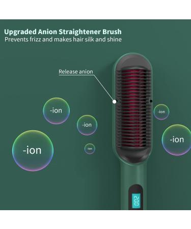 VKK Upgraded Ionic Hair Straightener Brush - Fast Ceramic PTC Heating - 5 Levels Adjustable - Green - Buy Online on GoSupps.com