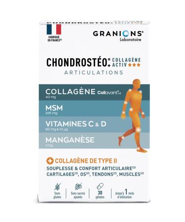 GRANIONS | Chondrosteo+ Collagen Activ' | Contributes to flexibility and joint comfort | Mobility flexibility bone capital | Collagen Vitamin C Manganese | 30 Capsules