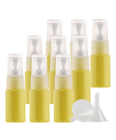 TIANZD 12 Pieces 10ml 0.3 oz Lightproof Yellow Spray Bottles Plastic Fine Mist Spray Bottles Refillable Bottle for Cosmetic Perfume Cleaning Travel with 1x Funnels Yellow 10ml
