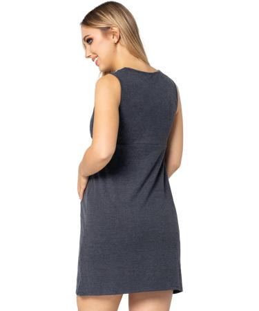 Purpless Maternity Sleeveless V-Neck Lace Detail Nightdress | Pregnancy & Nursing | Graphite Melange | Style 4141N - Buy Online on GoSupps.com
