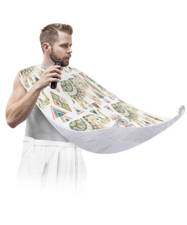 Geometric Elephant Beard Bib Apron Beard Bib Hair Catcher for Men Shaving and Trimming Non-Stick Waterproof Beard Cape Grooming Cloth with 2 Suction Cups Gifts for Men