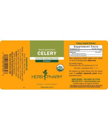 Herb Pharm Certified Organic Celery Seed Liquid Extract for Urinary System Support - 4 Ounce 4 Fl Oz (Pack of 1) - Buy Online on GoSupps.com
