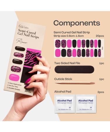 Gya Labs Nail Stickers - Animal Print Gel Nail Strips for Women - Long Lasting Nail Art Kit (20 Pcs) - Buy Online on GoSupps.com