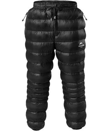 Naturehike Down Pants Men's Women's Puffy Pants Winter Warm Outdoor Men Women Ski Snow Pants Camping Hiking Pants - Black With Pocket - S