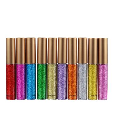 Mikinona Glitter Eyeliner 10pcs Liquid Eyeliner Lady for Shining Women Sequins Glitter Liquid